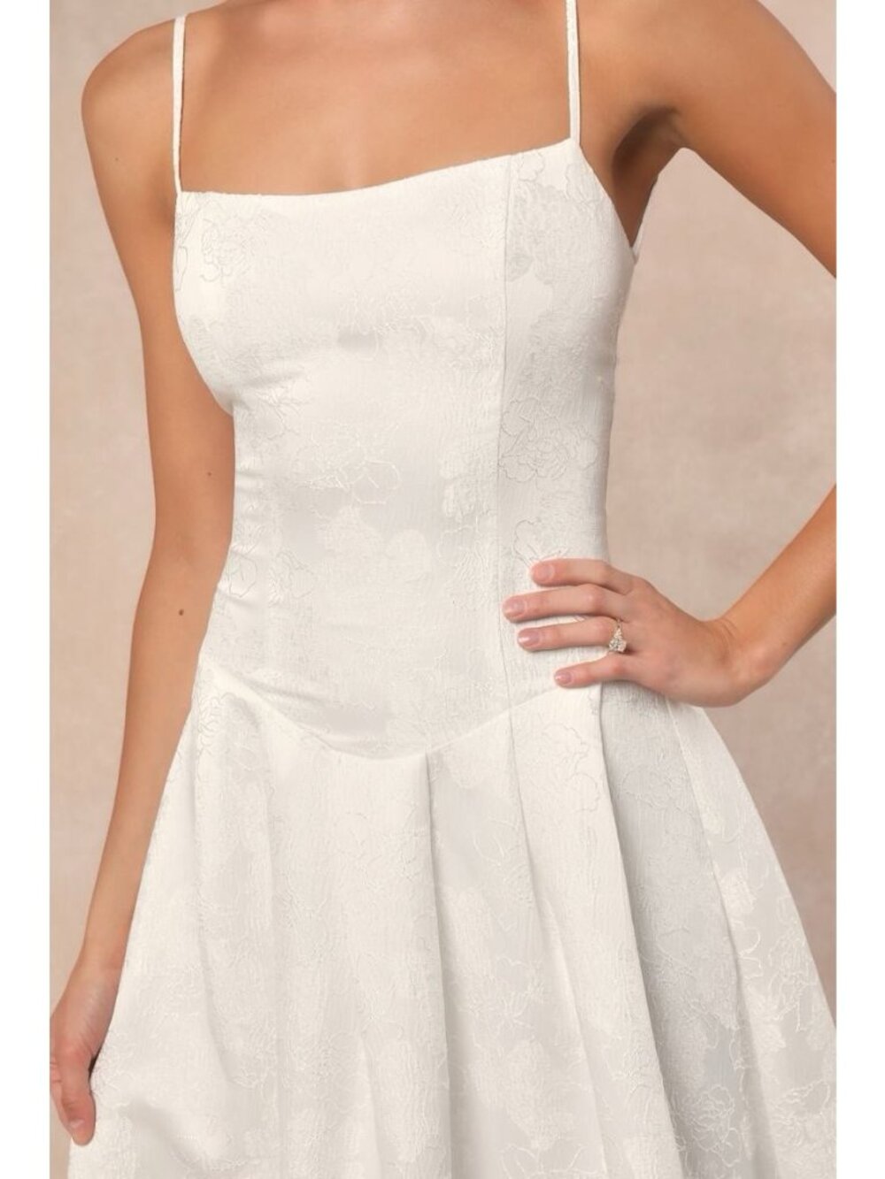 Lulus Arabella Wedding Dress Sz Small White Jacquard Lace Up Back Gown Bridal - Picture 5 of 7